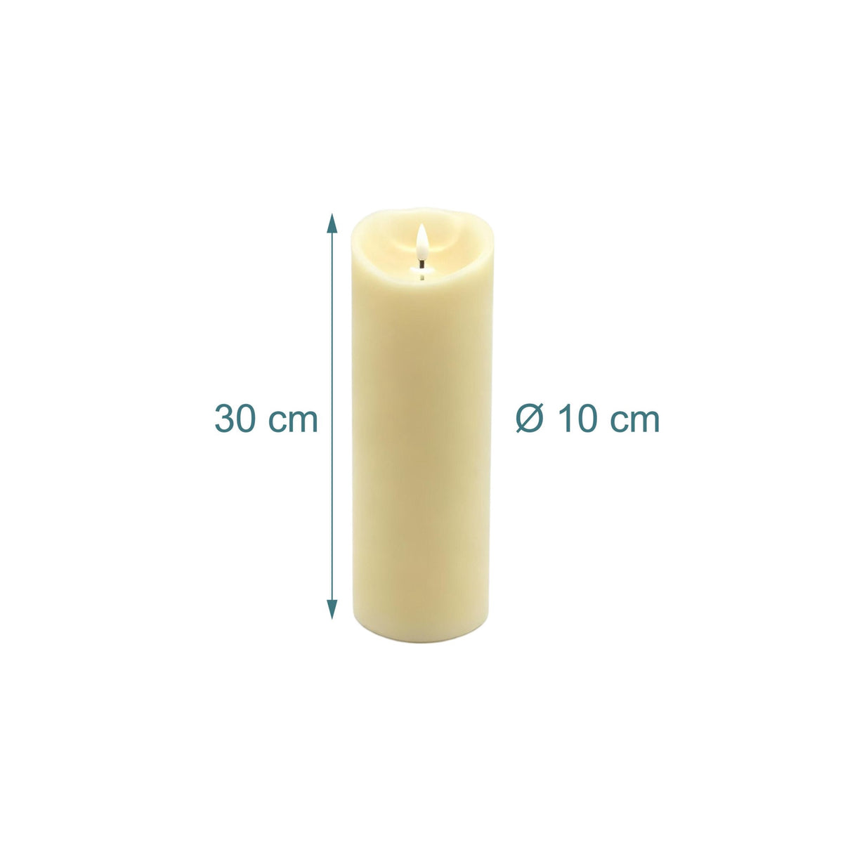 LED Flameless Pillar Candle, 30cm, Real-Wax Finish