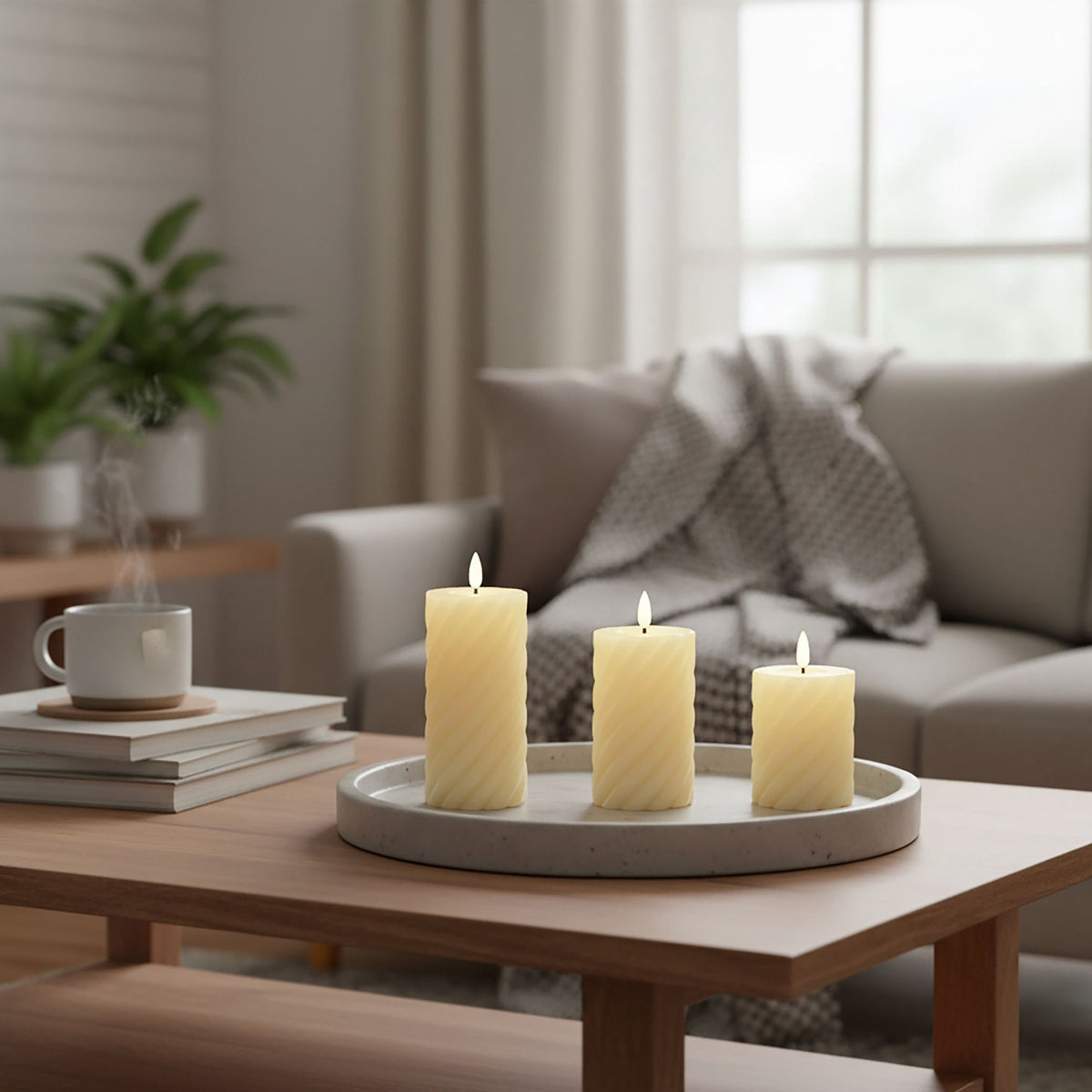 LED Flameless Real-Wax Candle Set, 3 Sizes