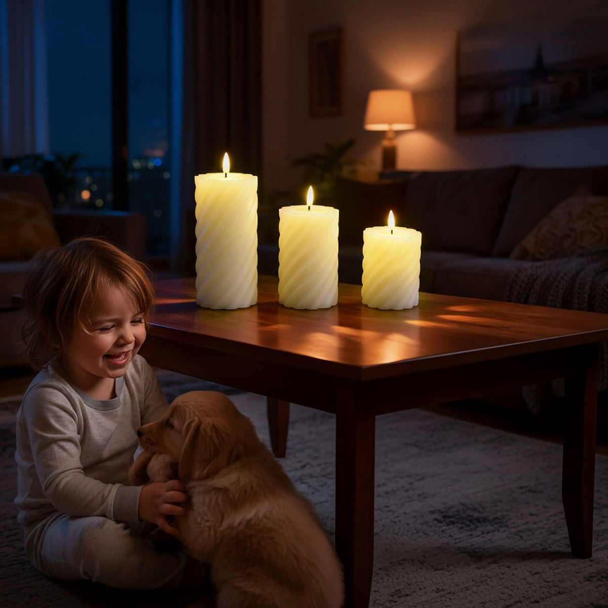 LED Flameless Real-Wax Candle Set, 3 Sizes
