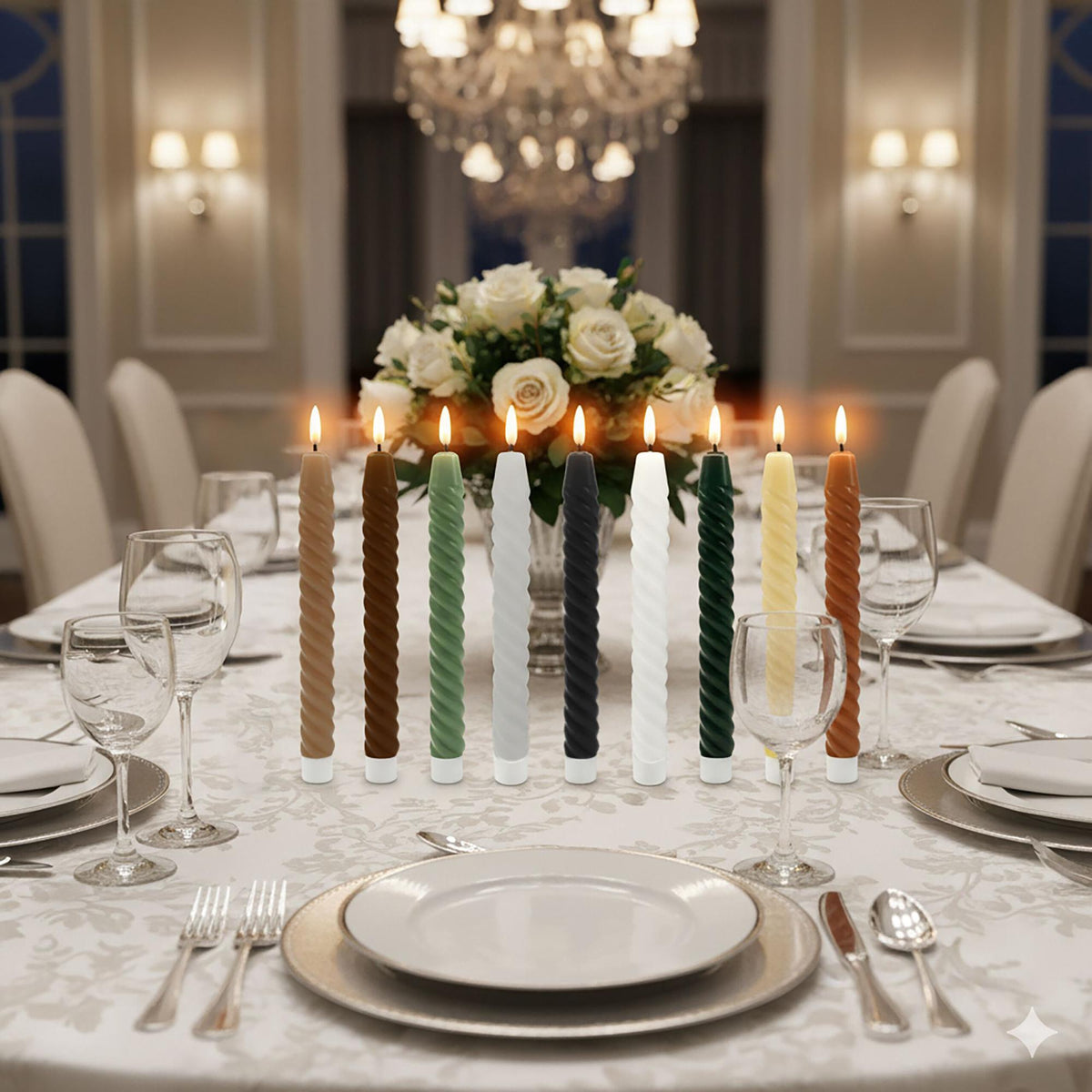 LED Flameless Taper Candles, Real Wax, Set of 6