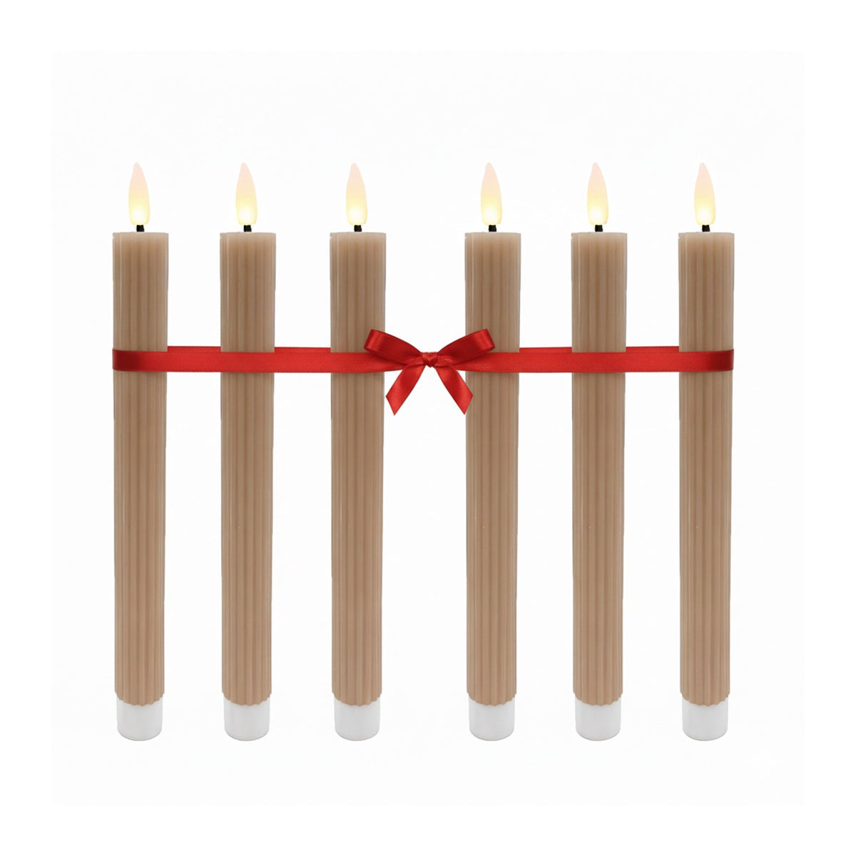 LED Flameless Taper Candles, Real-Wax, Set of 6