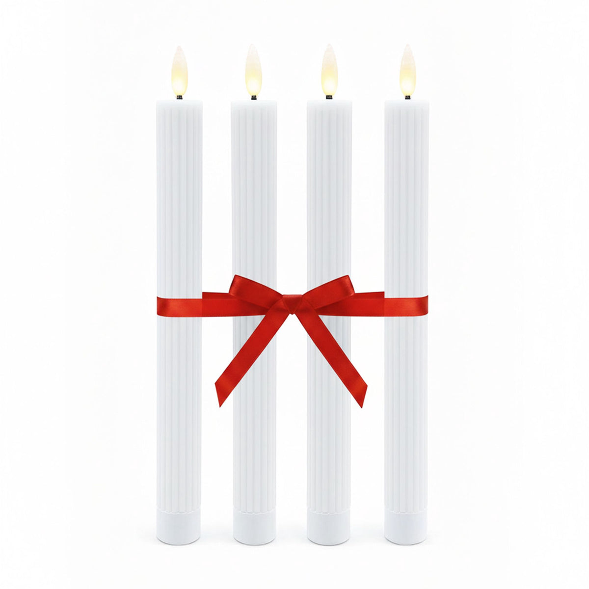 LED Flameless Wax Taper Candles, Set of 4 with Timer