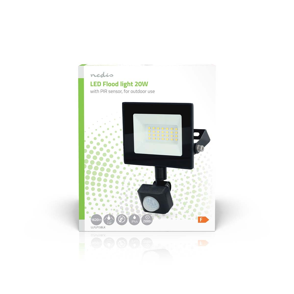 LED Floodlight | 4000 K | Rated luminous flux: 1620 lm | IP44 | 1.00 m | Energy class: F | 220 - 240 V AC 50/60 Hz | 20 W