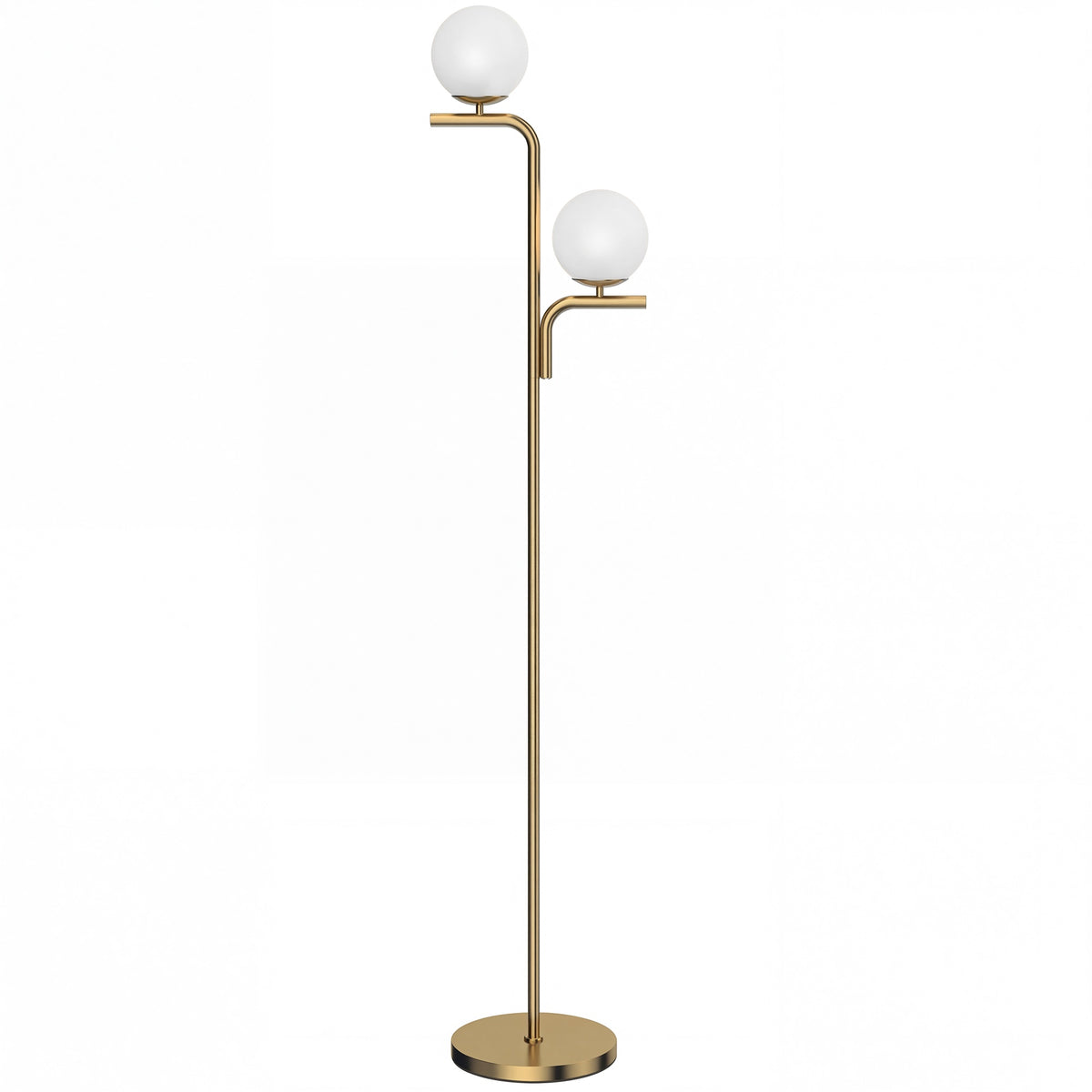 LED Floor Lamp, 3 Color Temps, Glass Globes, Gold