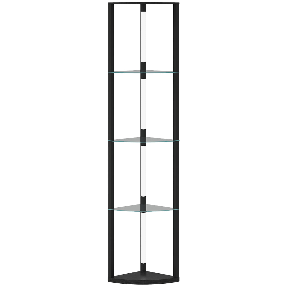 LED Floor Lamp with Shelves, Adjustable Brightness, Black