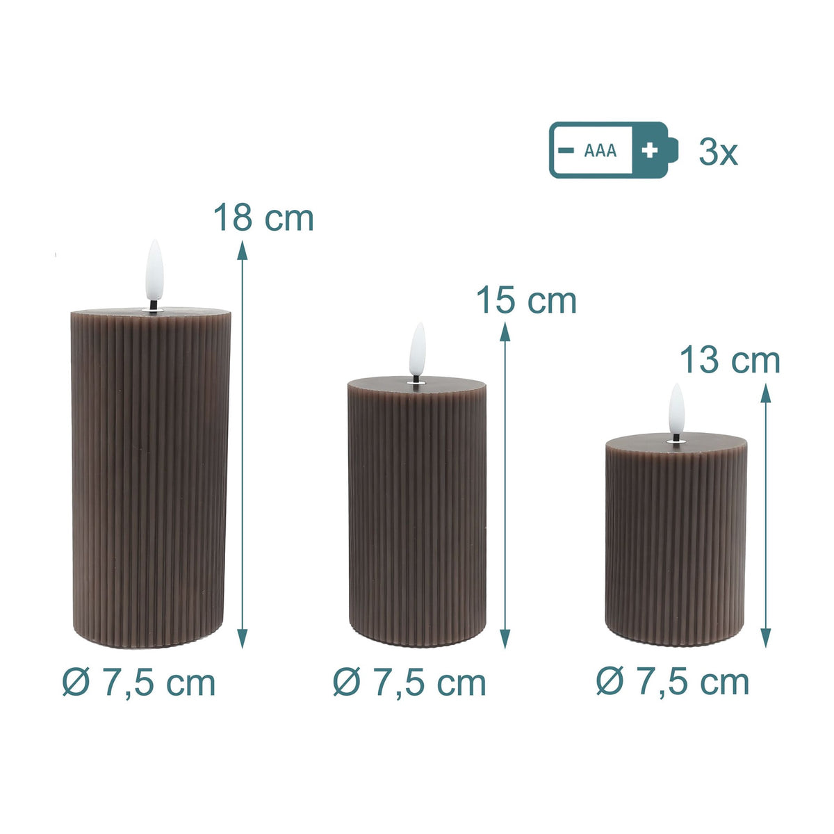 LED Real Wax Flameless Candles – Set of 3
