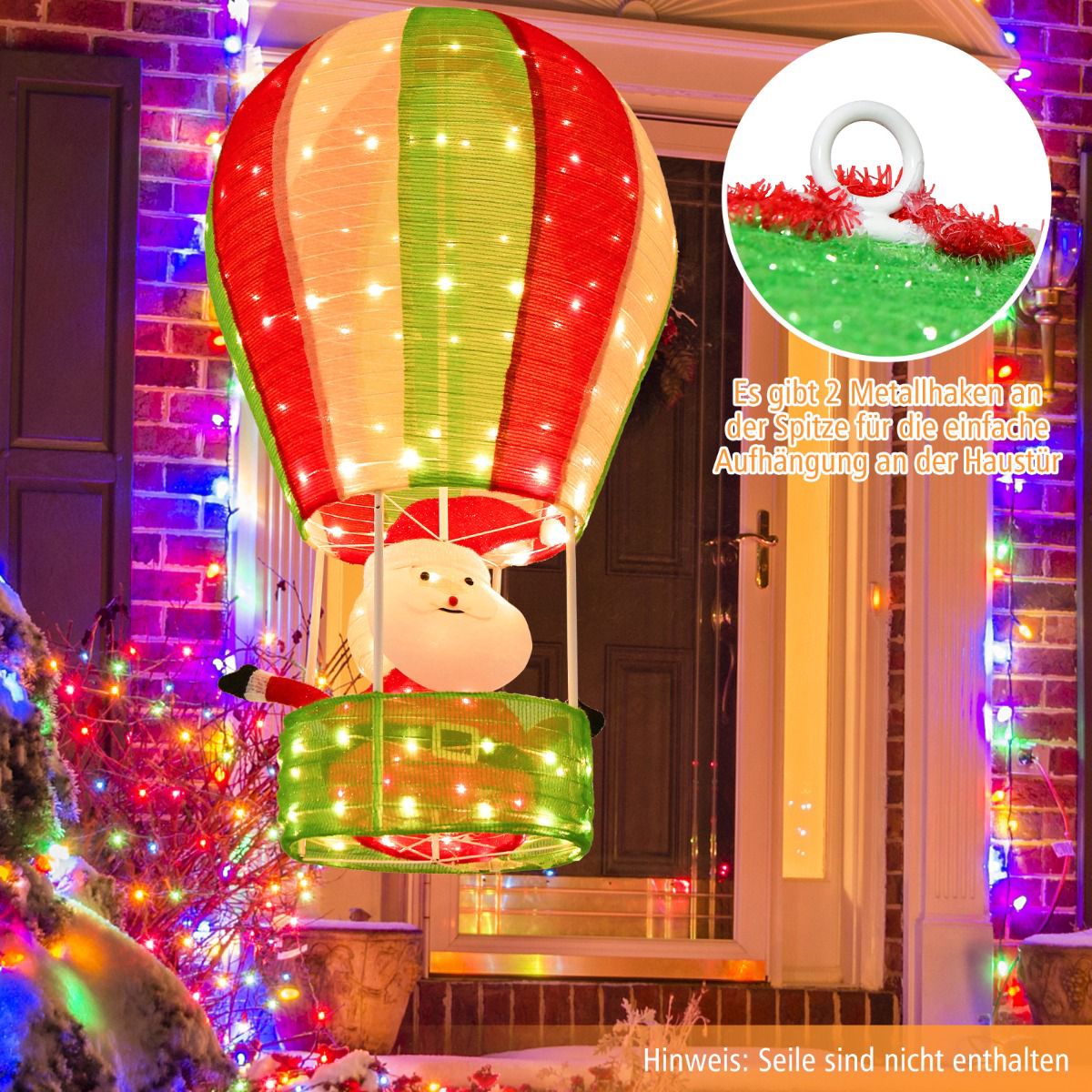 LED Santa Hot Air Balloon Decoration, 135 cm, 160 LEDs