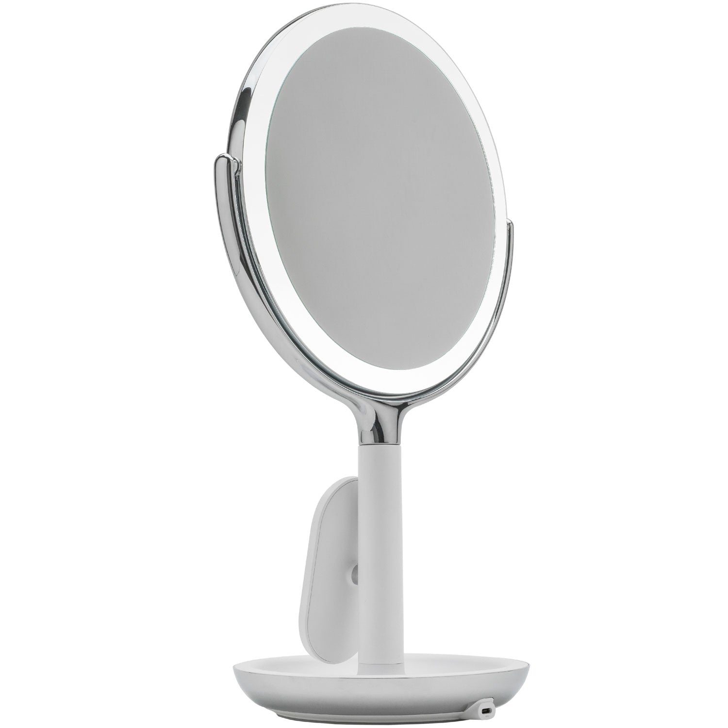 LED Vanity Mirror With Qi Wireless Charger, 8-Inch