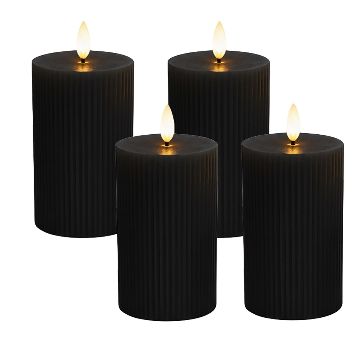 LED Wax Candles, Flameless, Flickering Flame, Set of 4