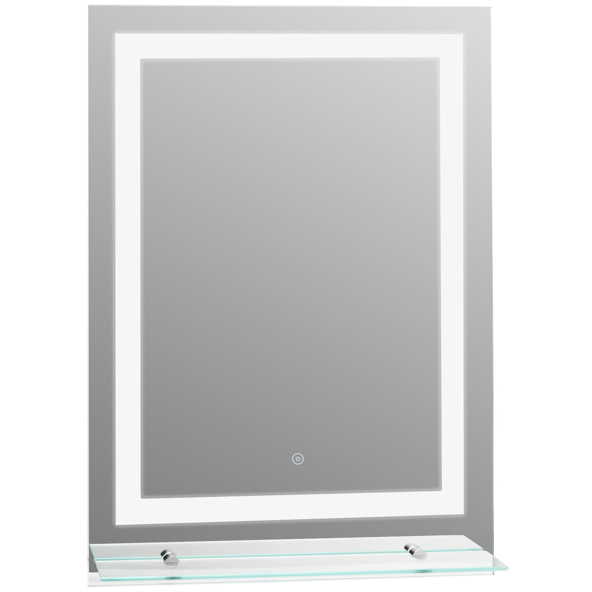 LED bathroom mirror bathroom mirror with lighting, glass shelf, 22W, 70x50cm