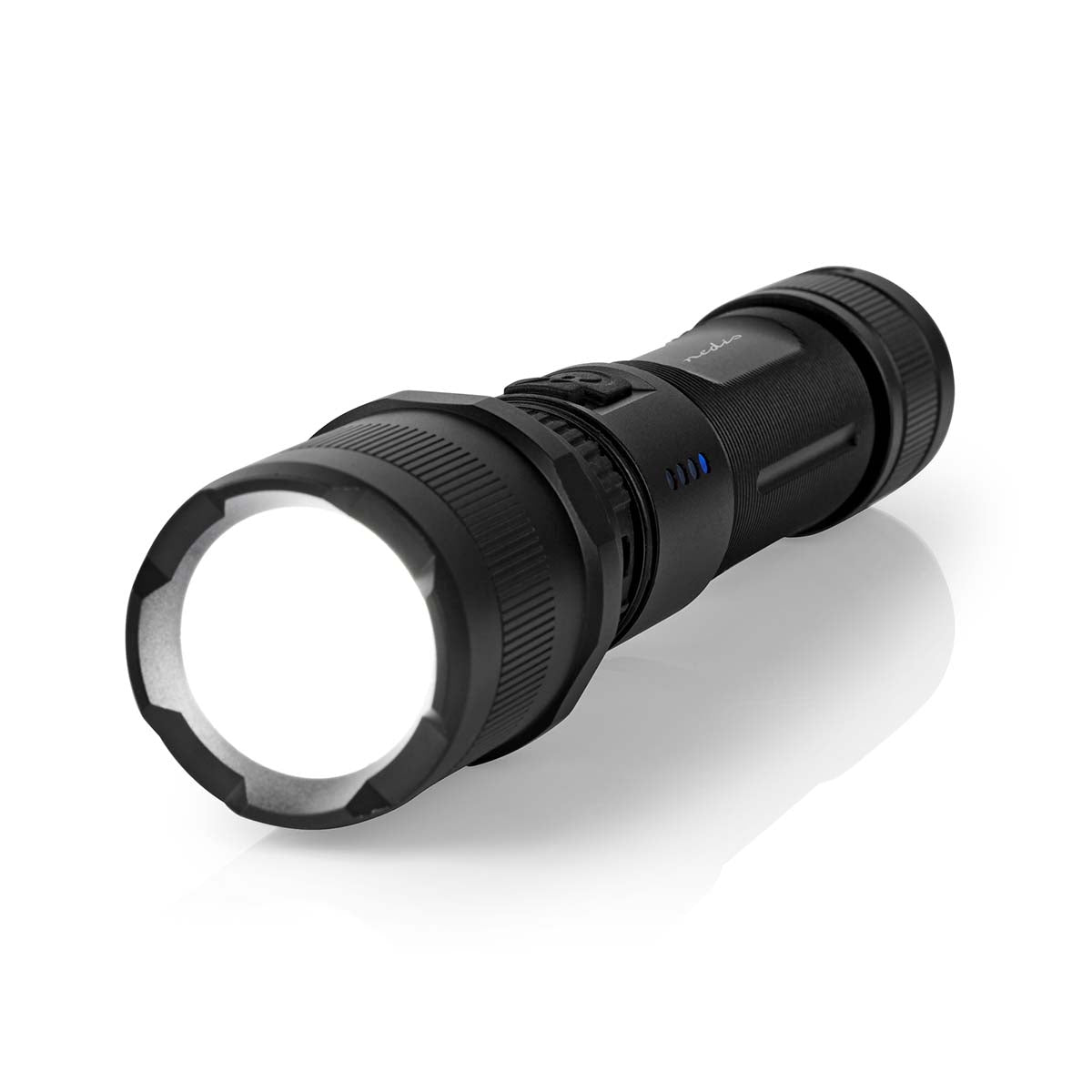 LED flashlight | Battery powered | 3.7 V DC | 10 W| Built-in lithium ion | batteries included | Rechargeable | Indicated luminous flux: 1000 lm | Lighting range: 110 m | Beam angle: 9.5 °