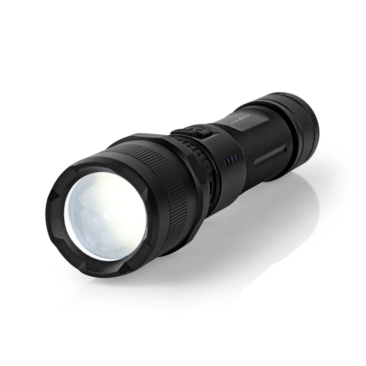 LED flashlight | Battery powered | 3.7 V DC | 10 W| Built-in lithium ion | batteries included | Rechargeable | Indicated luminous flux: 1000 lm | Lighting range: 110 m | Beam angle: 9.5 °