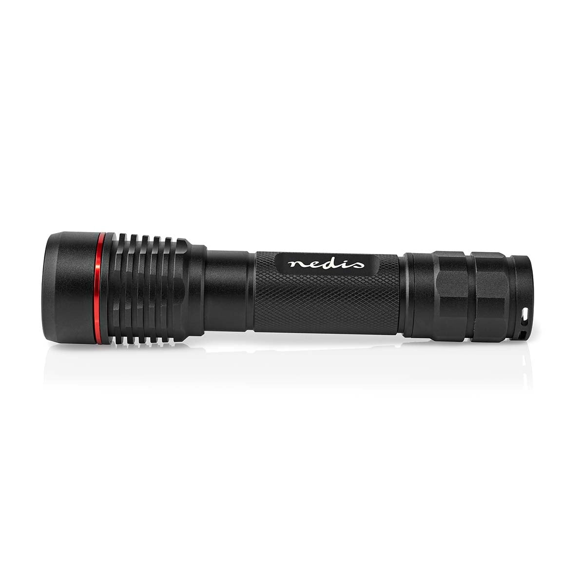 LED flashlight | Battery powered | 3.7 V DC | 10 W| Built-in lithium ion | batteries included | Rechargeable | Indicated luminous flux: 1000 lm | Lighting range: 200 m | Beam angle: 10 °