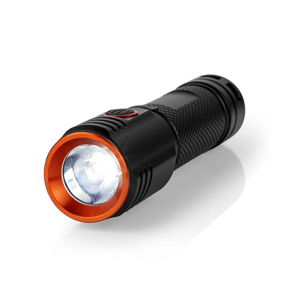 LED flashlight | Battery powered | 3.7 V DC | 20 W| Built-in lithium ion | batteries included | Rechargeable | Indicated luminous flux: 2000 lm | Lighting range: 180 m | Beam angle: 10 °