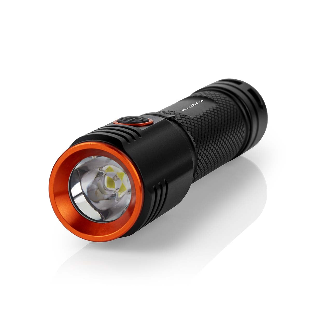 LED flashlight | Battery powered | 3.7 V DC | 20 W| Built-in lithium ion | batteries included | Rechargeable | Indicated luminous flux: 2000 lm | Lighting range: 180 m | Beam angle: 10 °