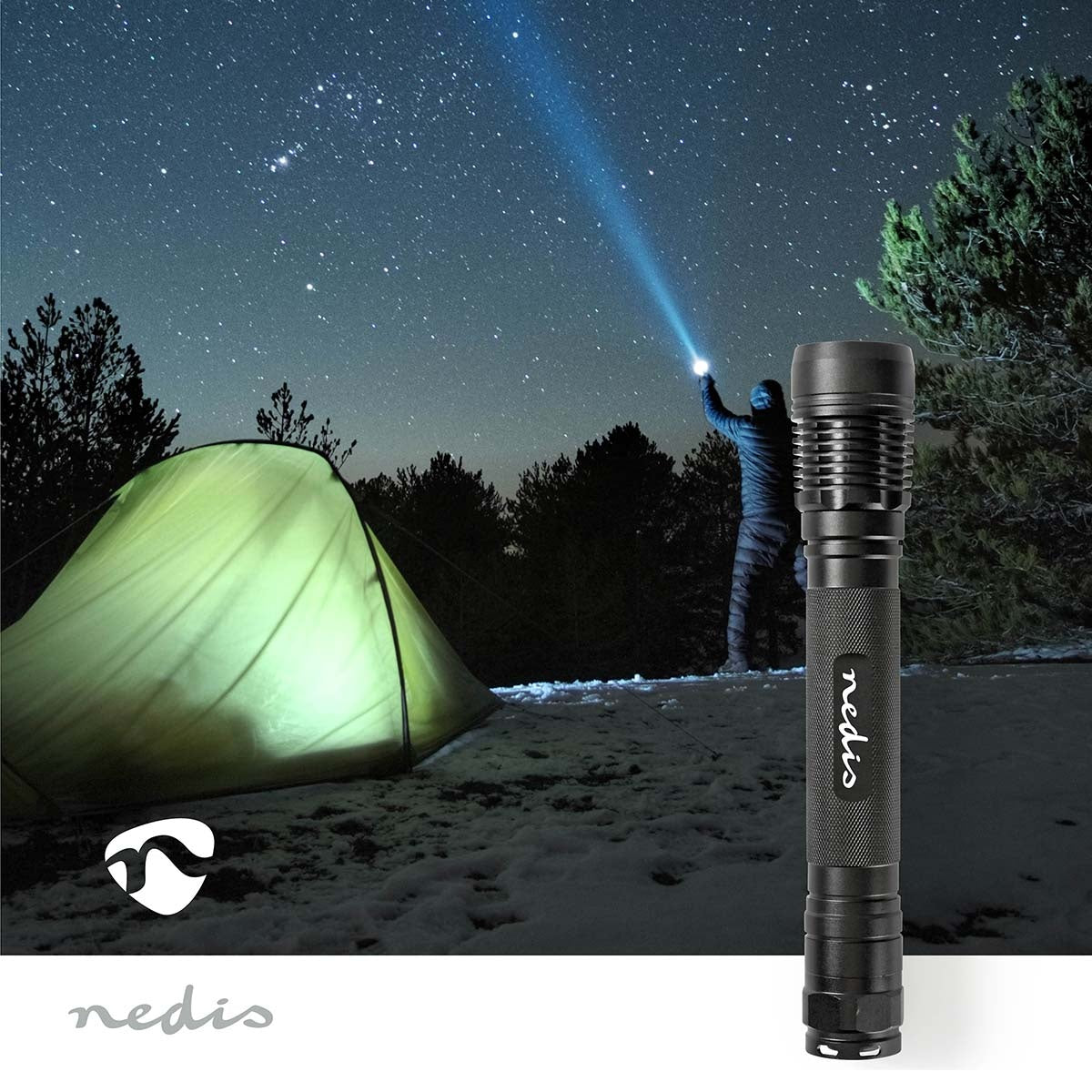 LED flashlight | Battery powered | 4.5 V DC | 10 W| 3x C/LR14 | Indicated luminous flux: 500 lm | Lighting range: 250 m | Beam angle: 9.5 °