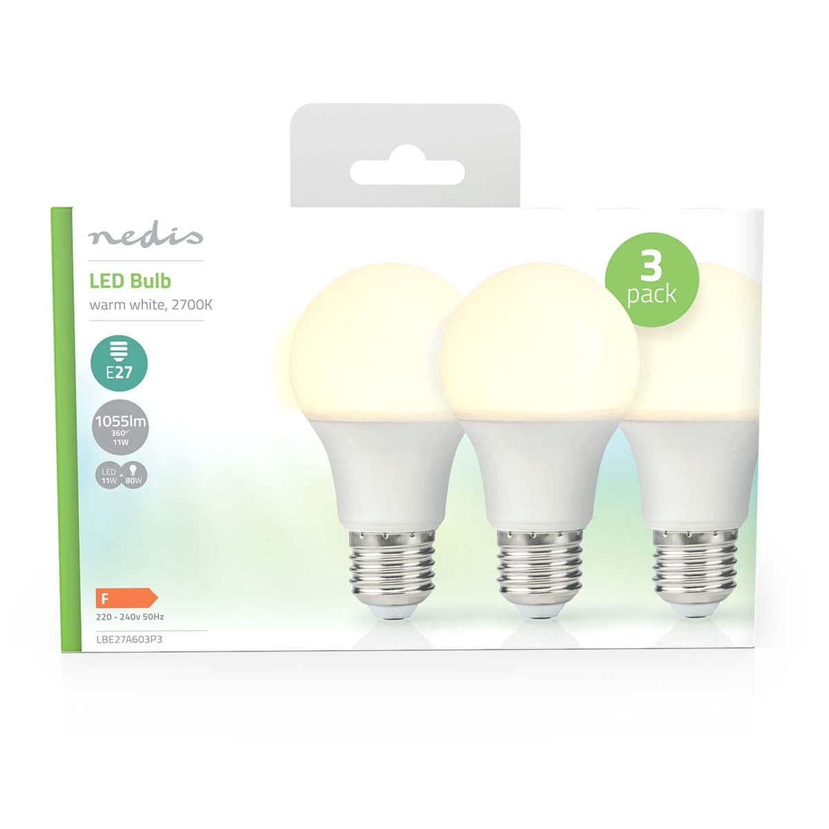 LED lamp E27 | A60 | 11 W| 1055 lm | 2700 K| Warm White | Retro Style | Matte | 3 pcs.