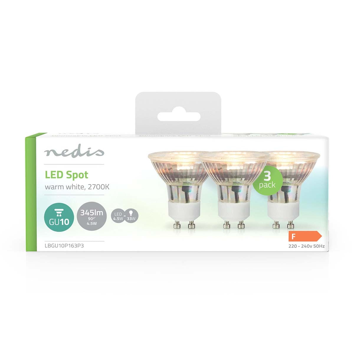 LED lamp GU10 | Spot | 4.5 W| 345 lm | 2700 K| Dimmable | Warm White | Retro Style | 3 pcs.