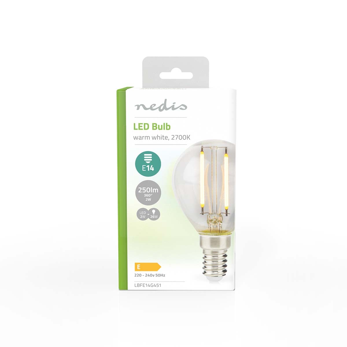 LED lamp Lamp E14 | G45 | 2 W| 250 lm | 2700 K| Warm White | Retro Style | 1 pc. | Clear