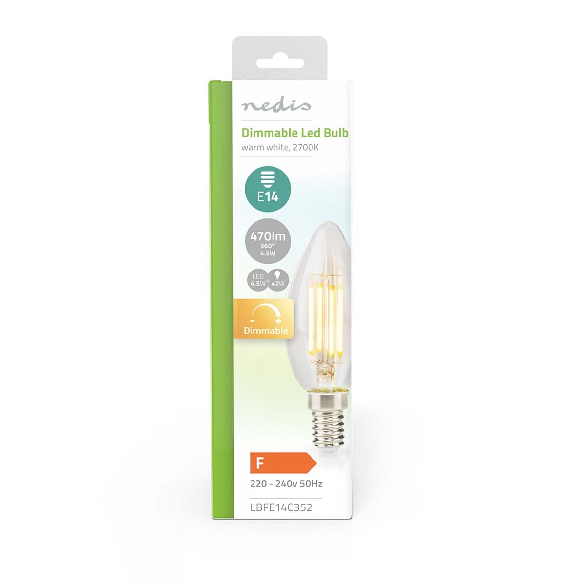 LED lamp Lamp E14 | Light | 4.5 W| 470 lm | 2700 K| Dimmable | Warm White | Retro Style | 1 pc. | Clear