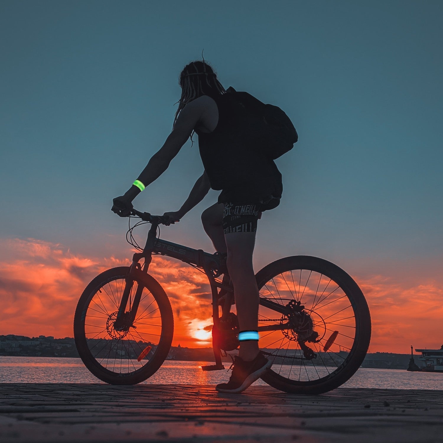 LED reflective tape Slap-wrap 2-pack Blue + Green