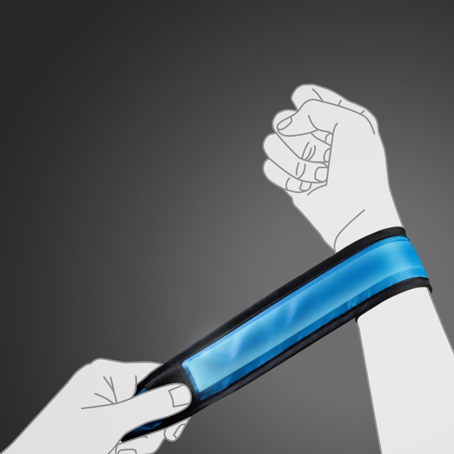 LED reflective tape Slap-wrap 2-pack Blue + Green