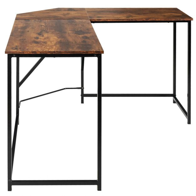 L-Shaped Corner Computer Desk, Rustic Brown, 58 x 47 in
