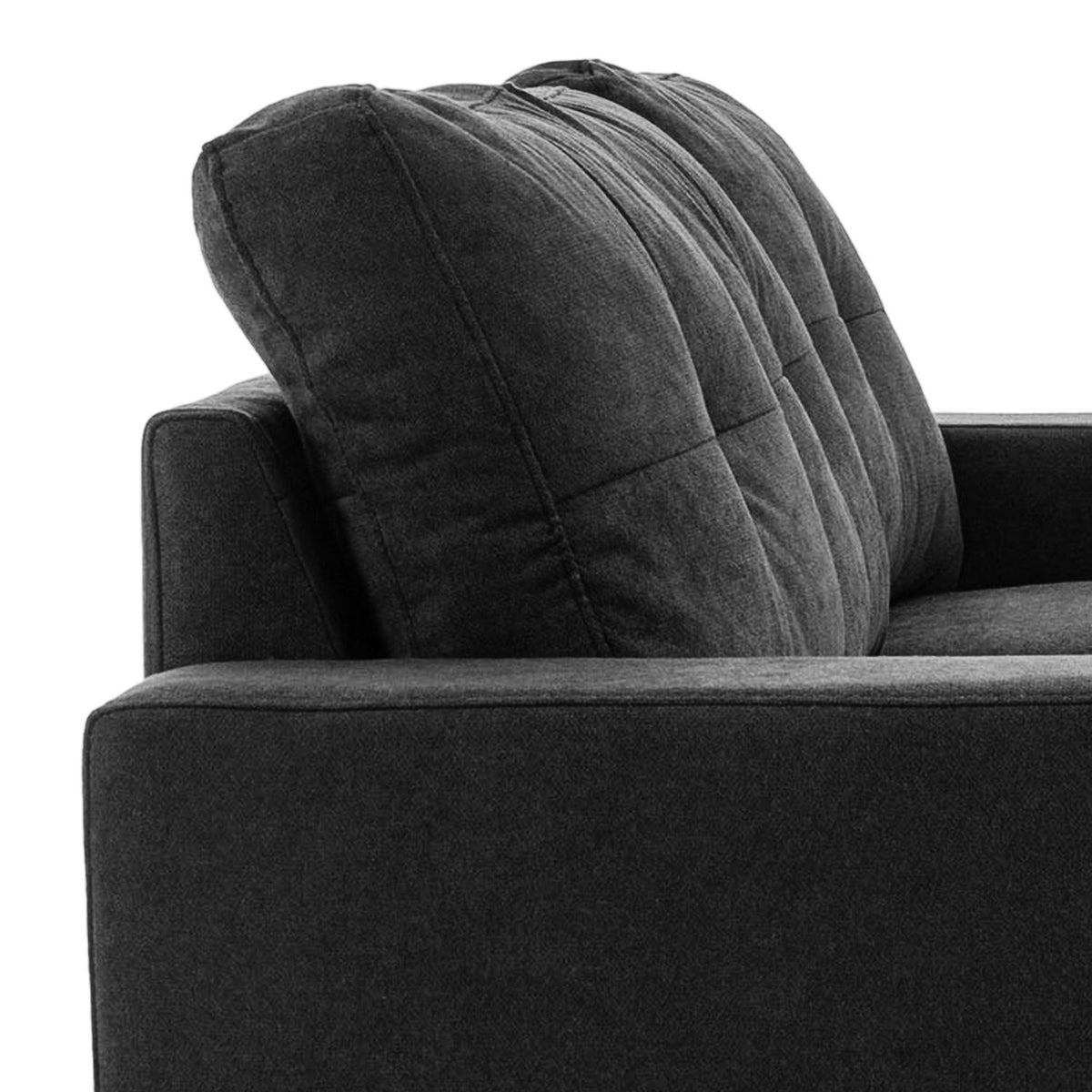 L-Shaped Corner Sofa Black Corner Couch With Chaise Longue Linen Look For Living Room 3 People