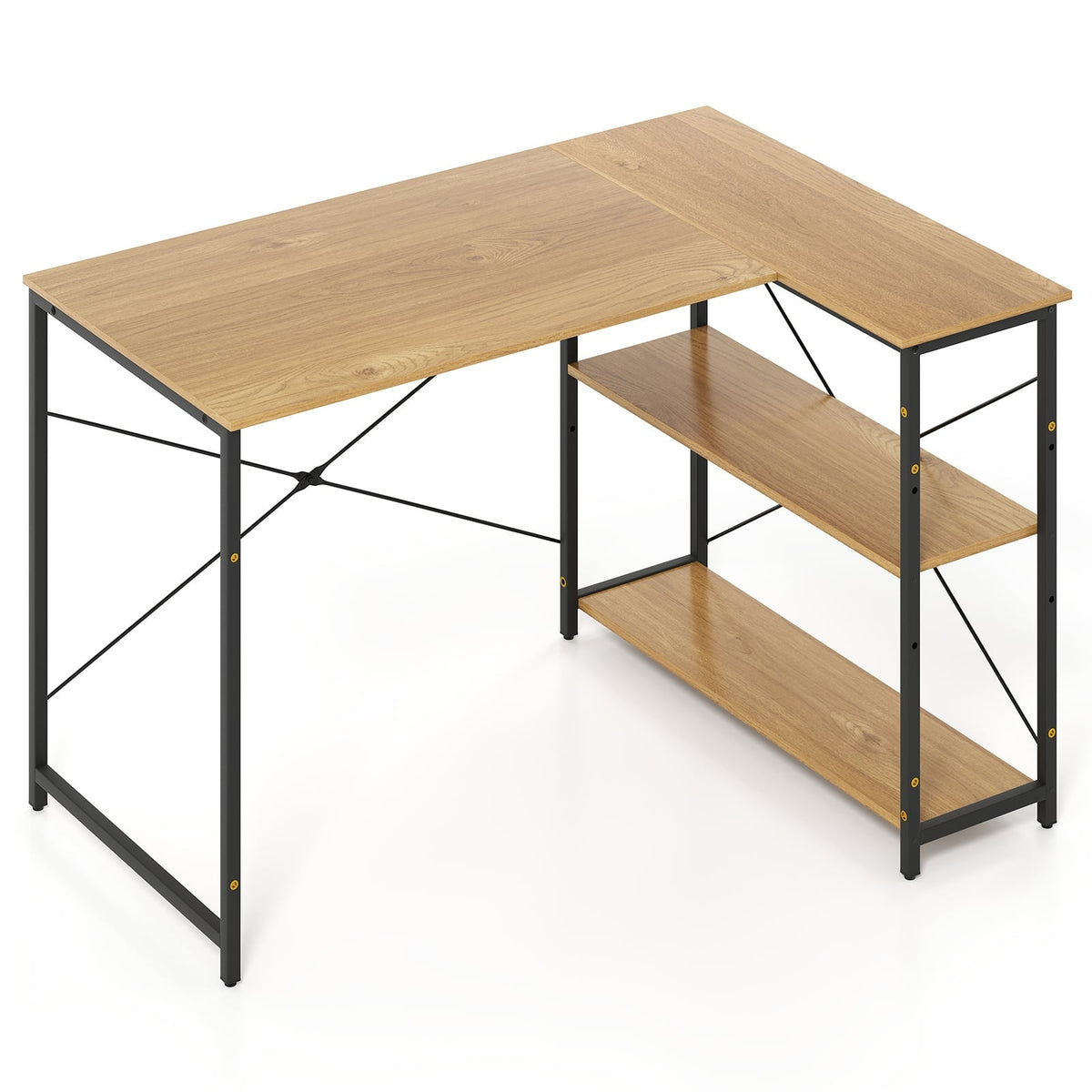 L-Shaped Reversible Corner Desk with Adjustable Shelf