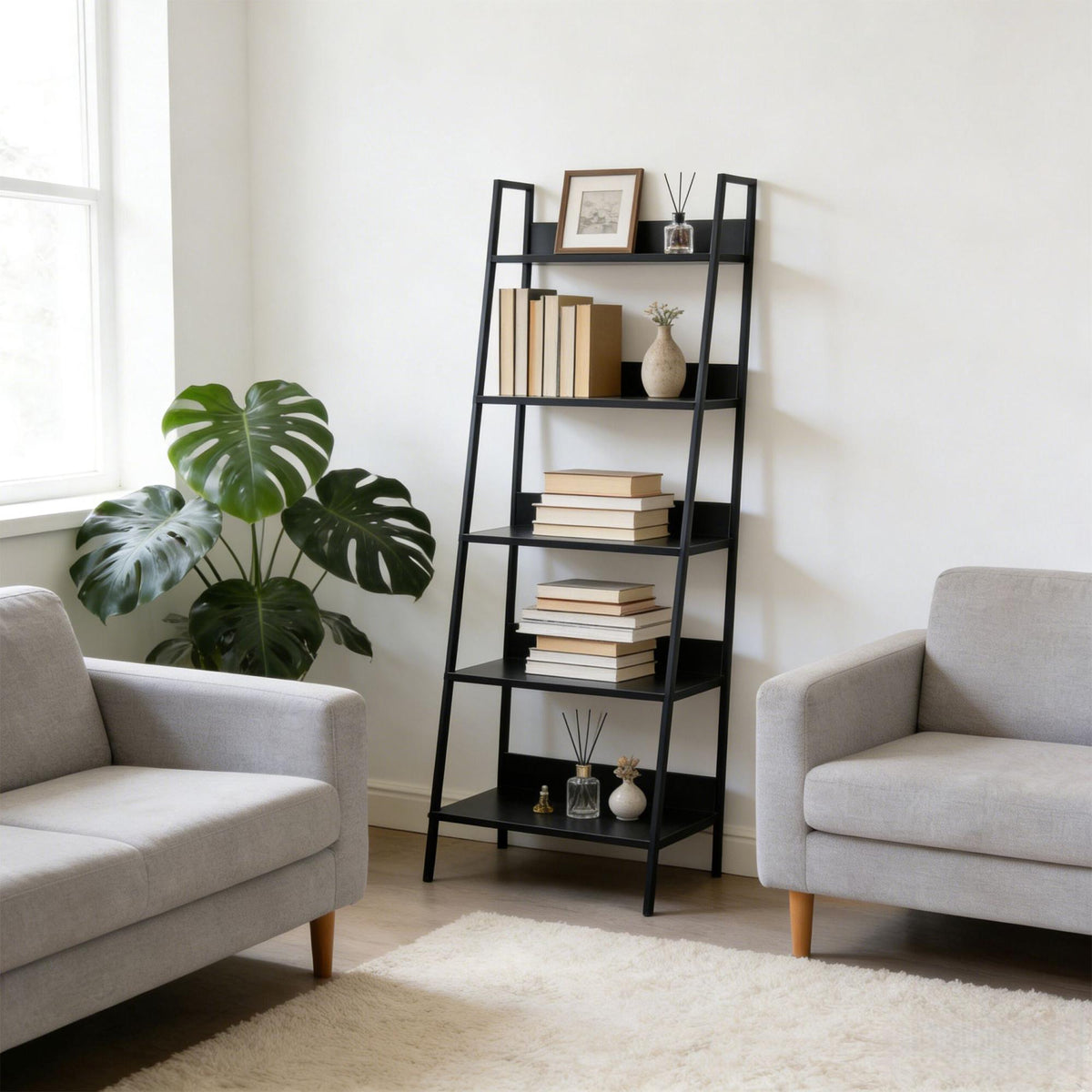Ladder Shelf Unit, 5-Tier Storage for Home