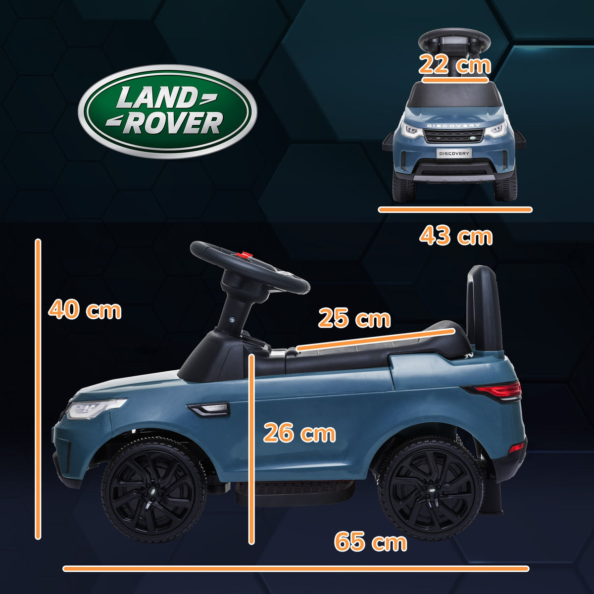 Land Rover children's electric car 2 in 1 6V children's car with slide mode, music, horn, electric vehicle, slide car, ride-on vehicle with headlight, 3 km/h, for 1.5-5 years children, light blue
