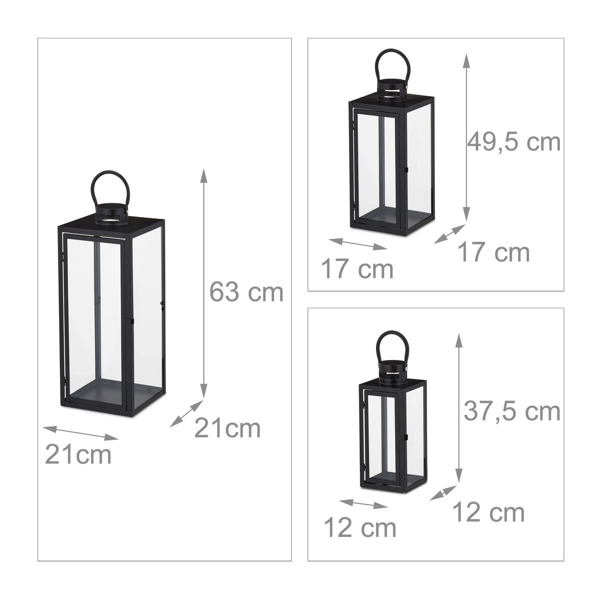 Lanterns 3 pcs. black