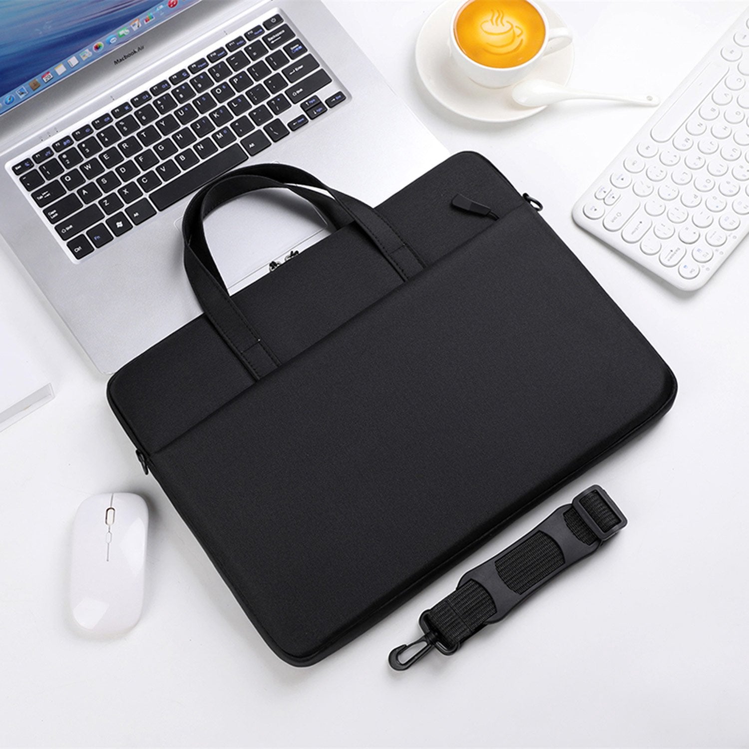 Laptop Bag Slim 15.6" Black with Handle and Strap