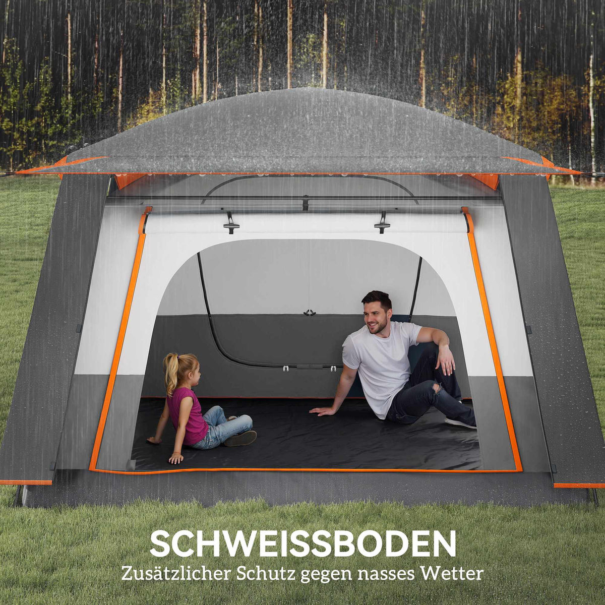 Large Camping Tent, 4-6 Person, 2 Rooms, Waterproof