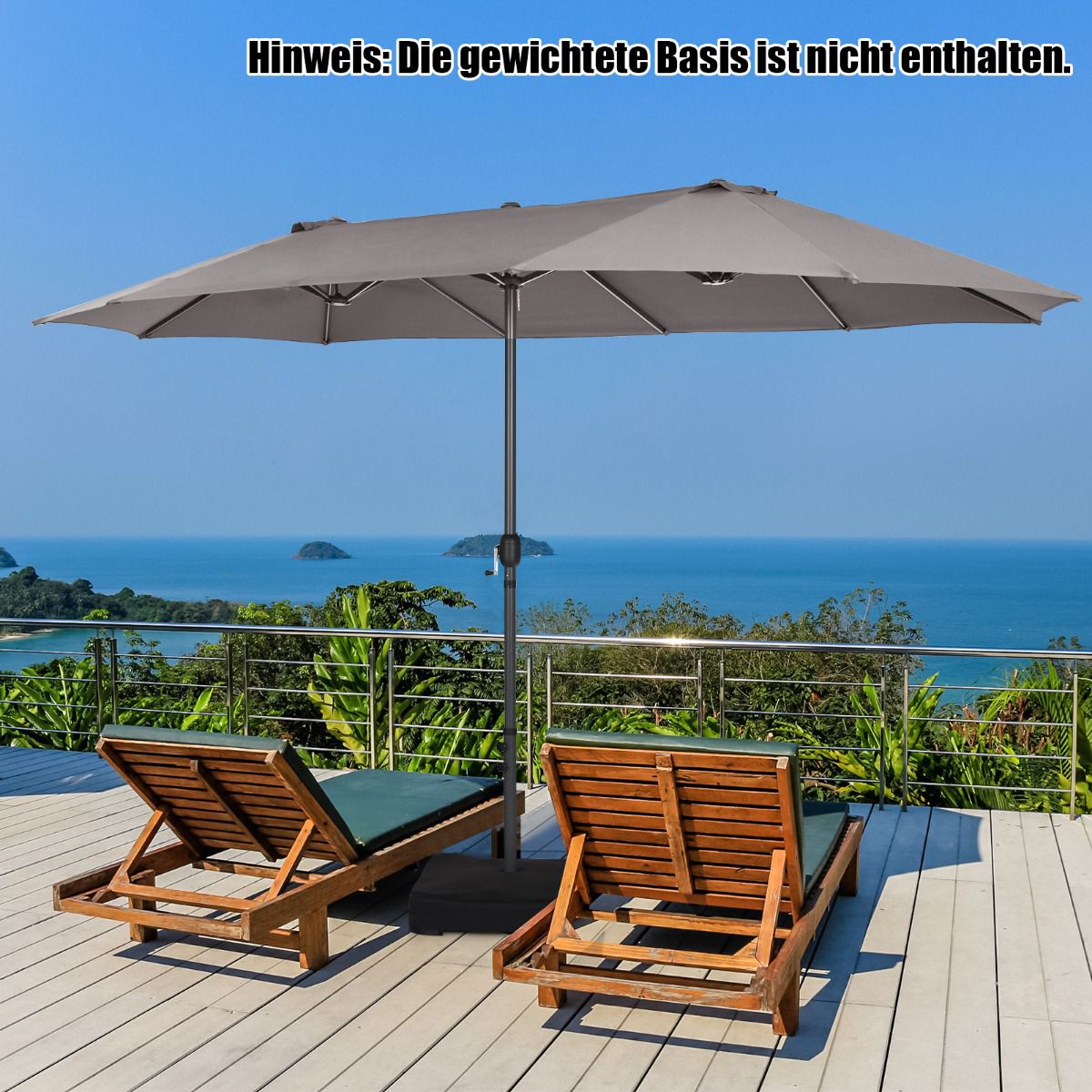Large Double Canopy Market Umbrella with Crank & UV Protection