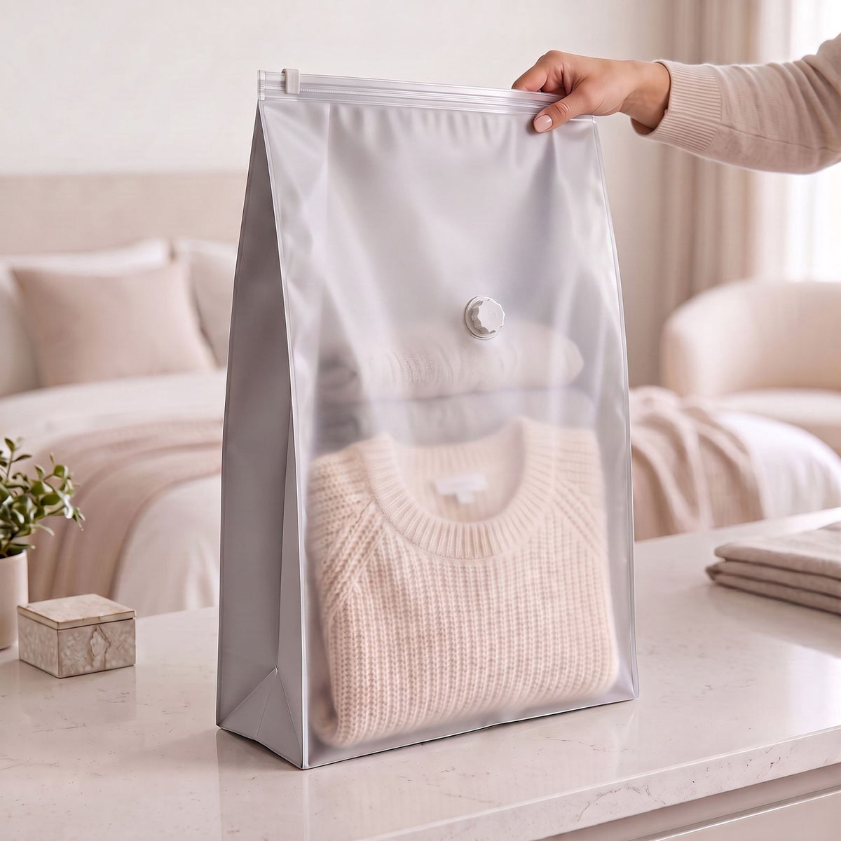 Large Grey Vacuum Storage Bags, 100x80 cm, 10-Pack