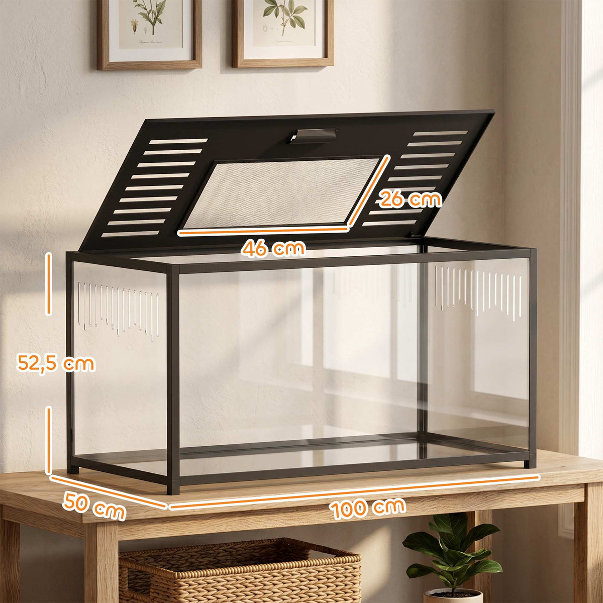 Large Hamster Cage, 100x50x52.5 cm, Acrylic & Aluminum