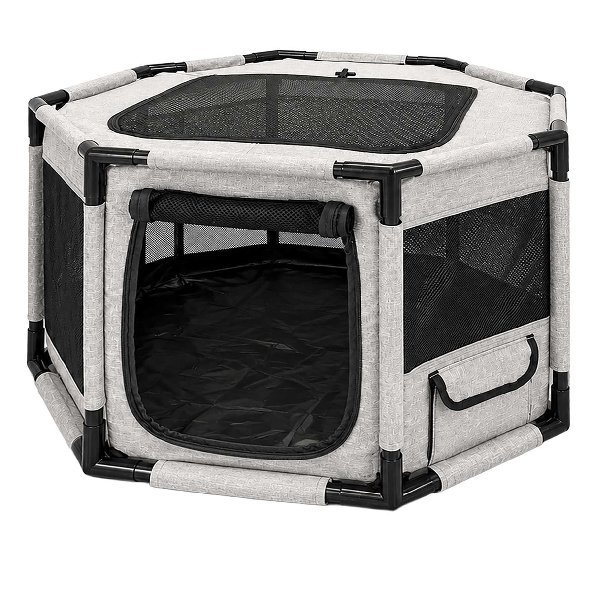 Large Indoor & Outdoor Puppy Playpen, Grey/Black Polyester