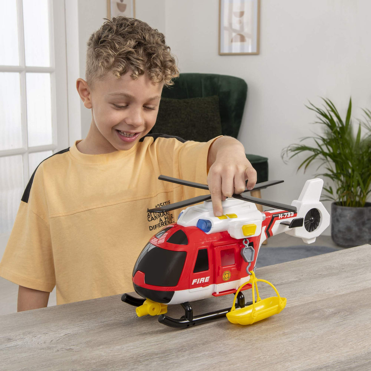 Large Light & Sound Fire Helicopter Toy, 38 cm