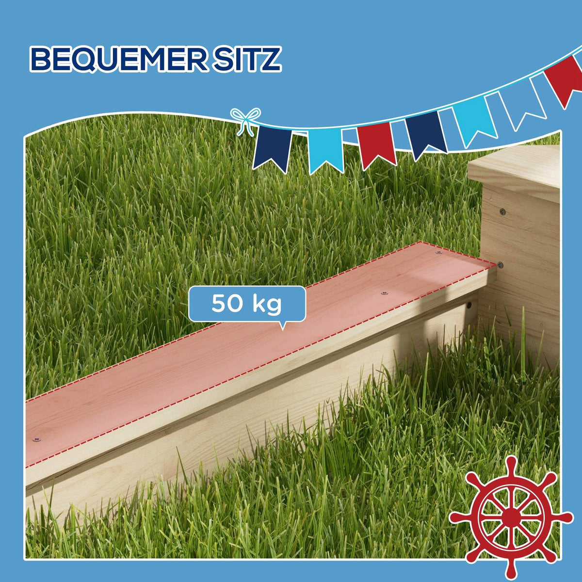 Large Sandpit With Cover Ship Design Sandbox, Wooden, Kitchen Playset, For Children 3-7 Years, 180X103X144.5Cm