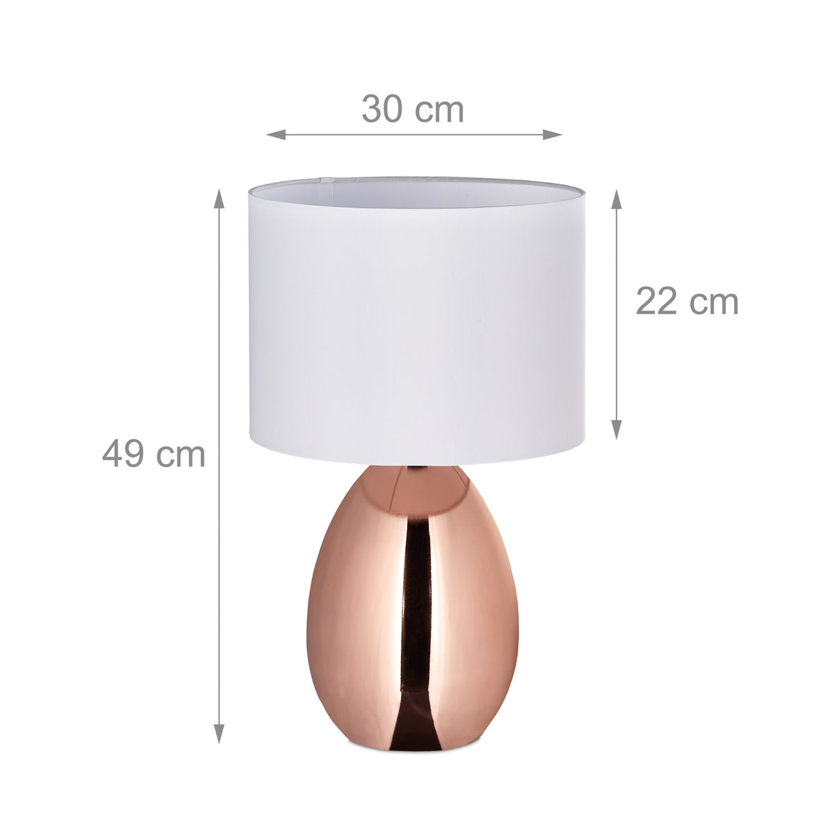 Large bedside lamp with touch function copper