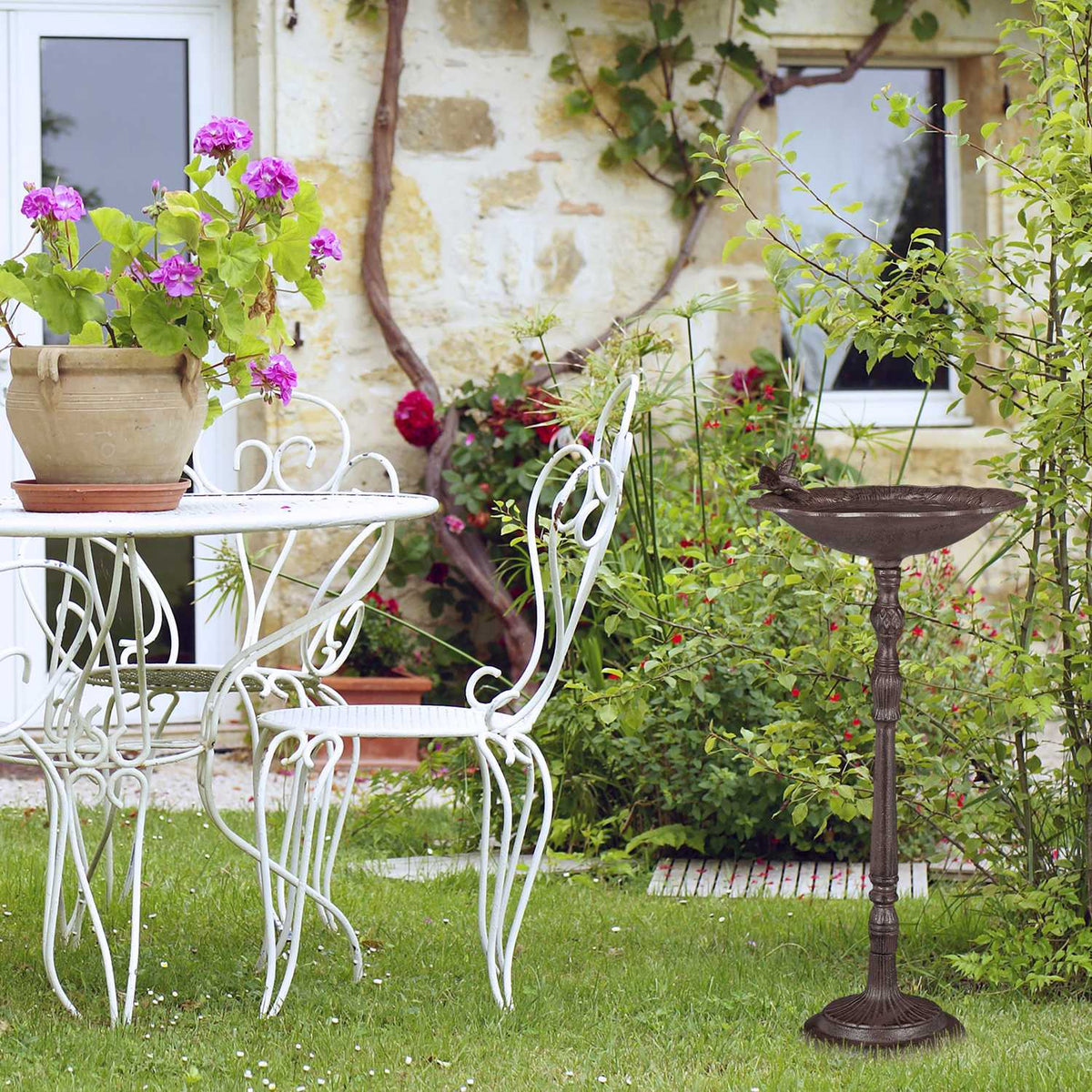 Large cast iron bird bath