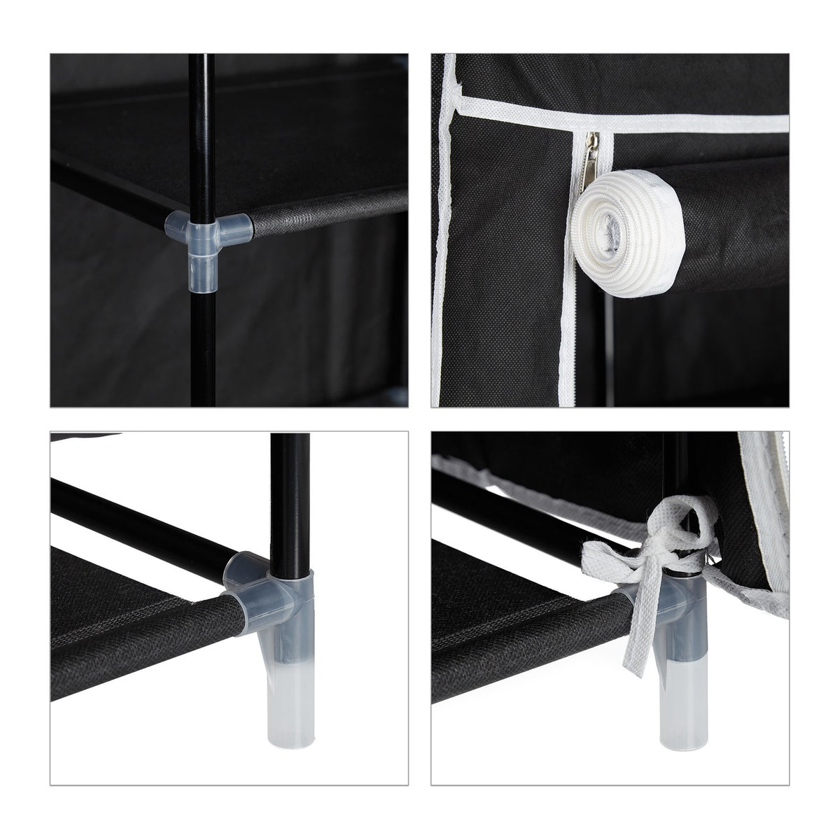 Large fabric wardrobe with clothes rail