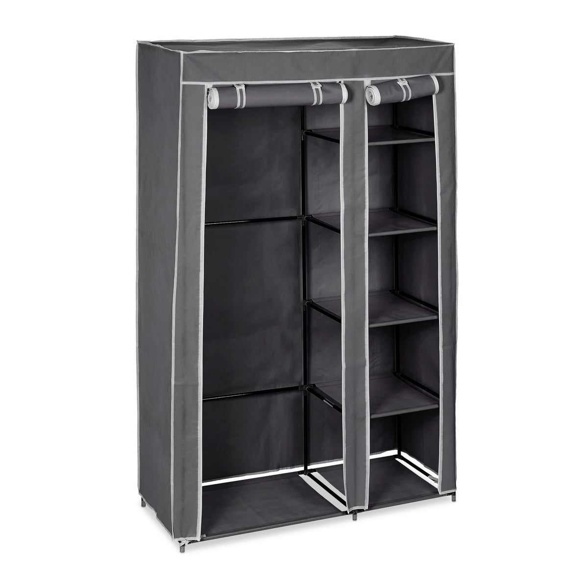 Large fabric wardrobe with clothes rail