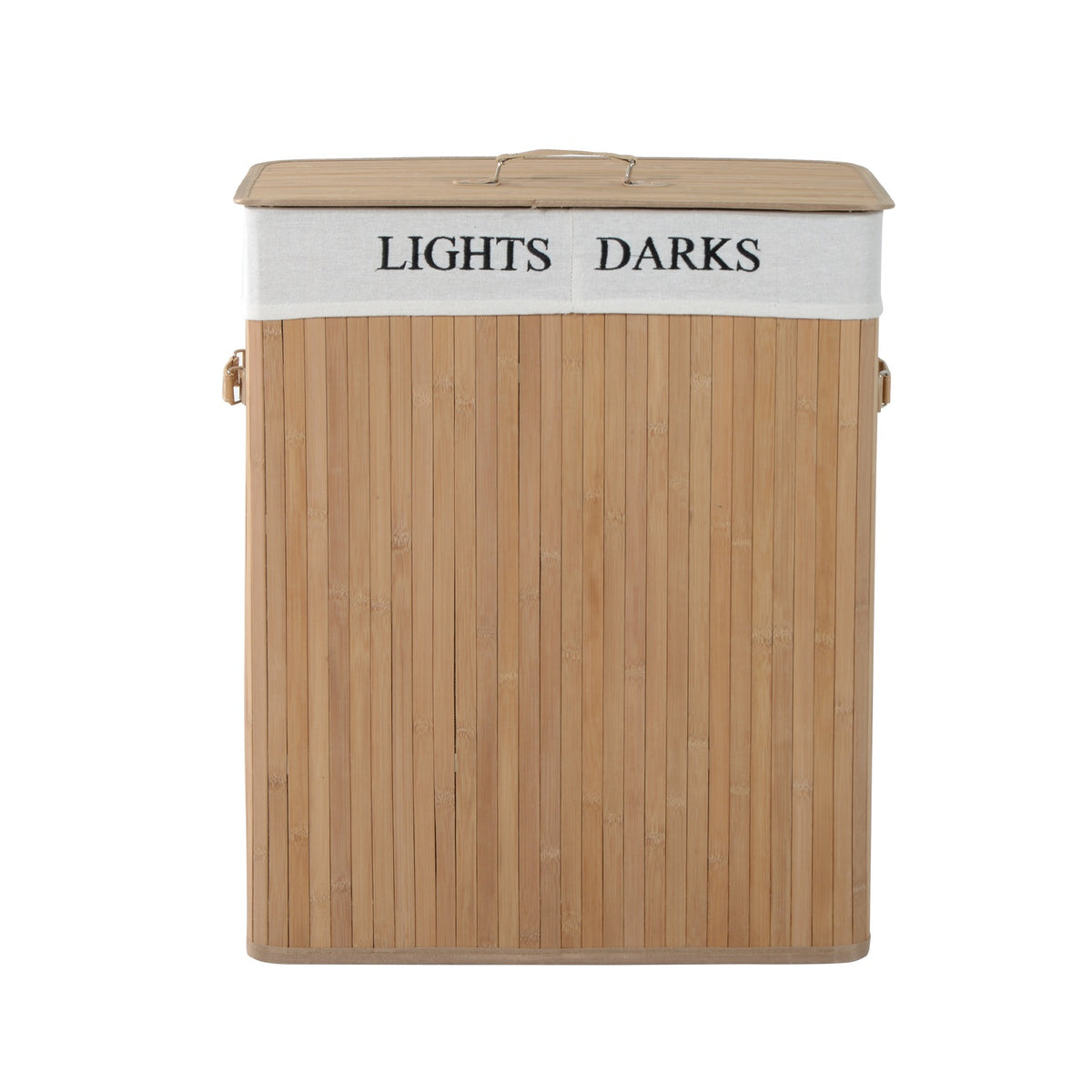 Laundry Basket 100L Laundry Box Laundry Collector With Lid, Canvas Bag, Bamboo, Natural, 52X32X63Cm