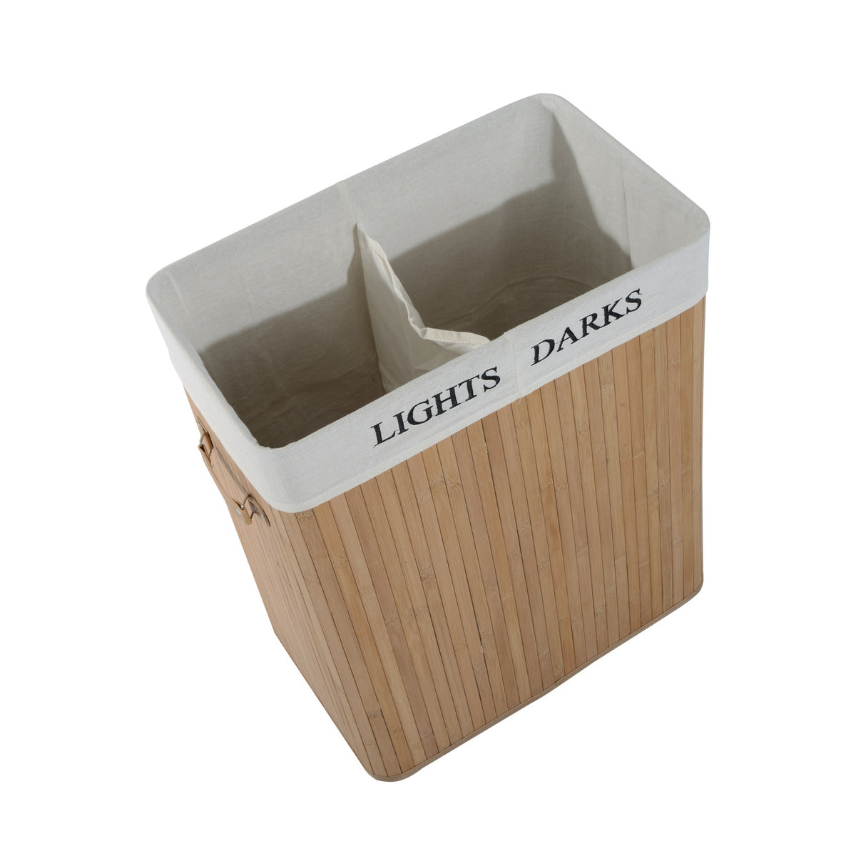 Laundry Basket 100L Laundry Box Laundry Collector With Lid, Canvas Bag, Bamboo, Natural, 52X32X63Cm