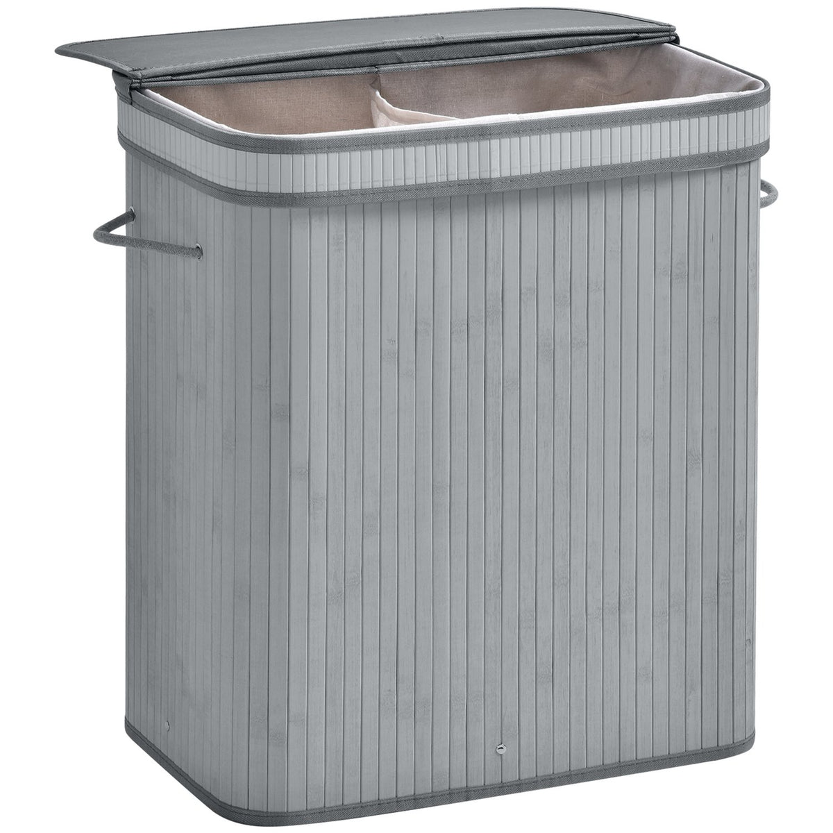 Laundry Basket 100L Laundry Hamper with Lid, Folding Removable Lining, Laundry Box for Bathroom, 52 x 32 x 63 cm, Gray