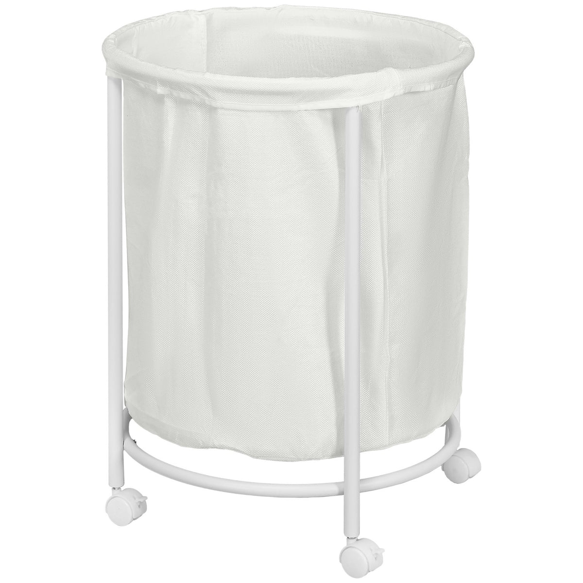 Laundry Basket 100L Laundry Hamper with Wheels, Steel Frame, Laundry Box with Removable Laundry Bag for Bathroom, Cream