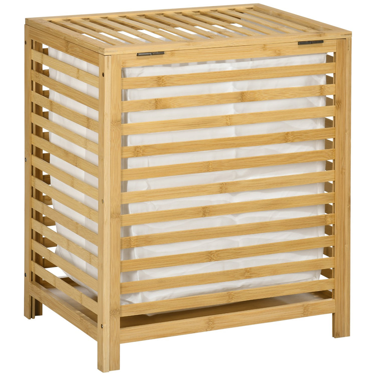 Laundry Basket 55L Bamboo Laundry Chest With Lid & Removable Laundry Bag For Bedroom, Bathroom, Natural, 50X36X60Cm
