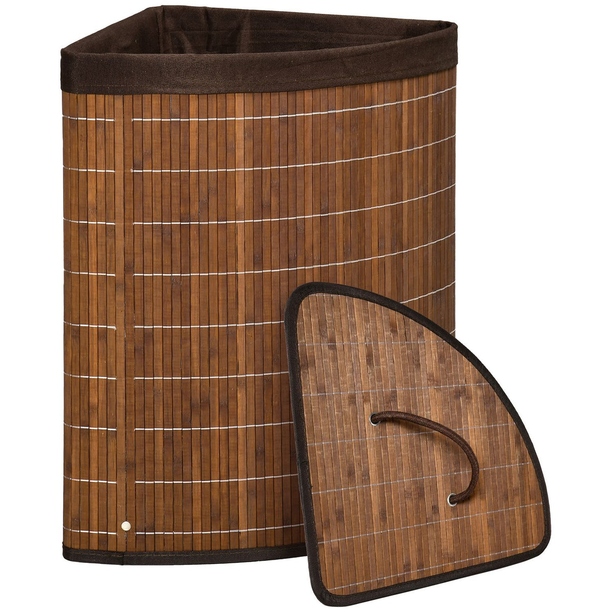 Laundry Basket 55L Laundry Basket Laundry Box With Lid, Handle, Laundry Basket Collector, Laundry Sorter With Removable Laundry Bag, Bamboo, Brown